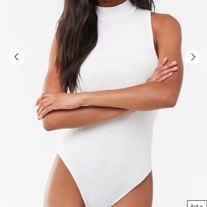 nwt white high neck sleeveless bodysuit